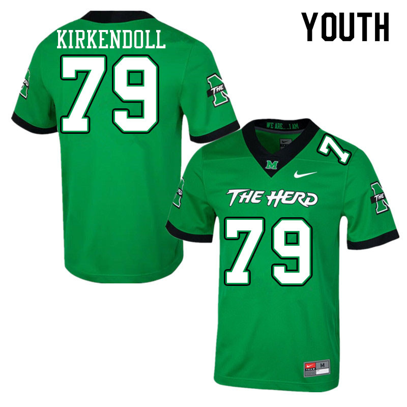 Youth #79 Jacob Kirkendoll Marshall Thundering Herd College Football Jerseys Sale-Green - Click Image to Close